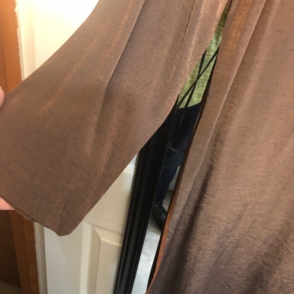 𝅺VINTAGE FIRST LADY  by JACKIE & JULIAN size 10 brown & rust silky jacket duster - Picture 9 of 16
